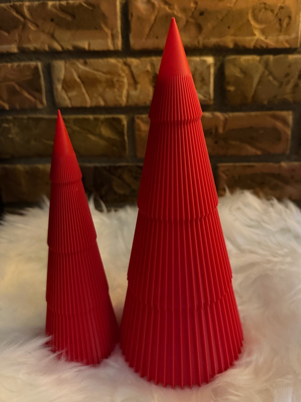 Red 3D Printed Decorative Cone Trees (set of 2) NWOT